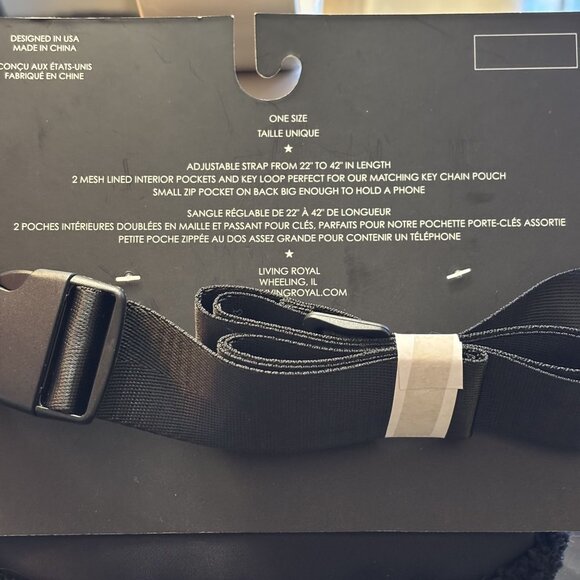 Living Royal Black Sherpa with Rhinstones Belt Bag Adjustable Strap Zipper Closu - Picture 2 of 3